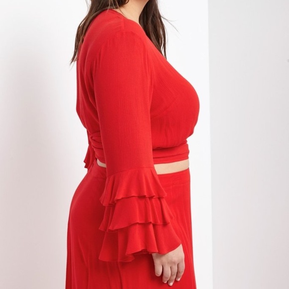 NWT Red Tiered Sleeve Top & Maxi Skirt Set - Picture 3 of 7